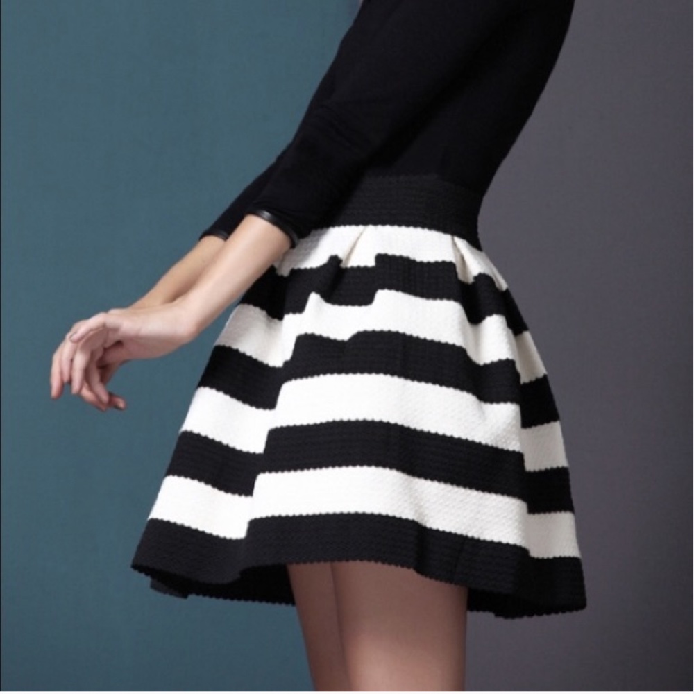Express Black and White Striped Skirt